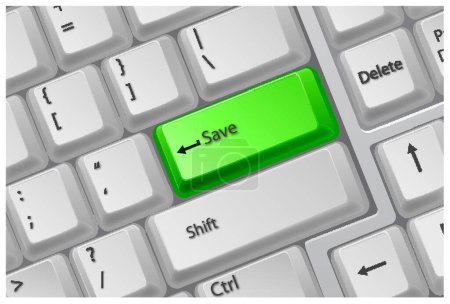 Illustration for Computer keyboard with green button SAVE - Royalty Free Image