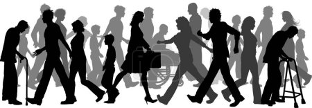 Téléchargez les illustrations : Silhouettes vectorielles de personnes qui marchent. - en licence libre de droit