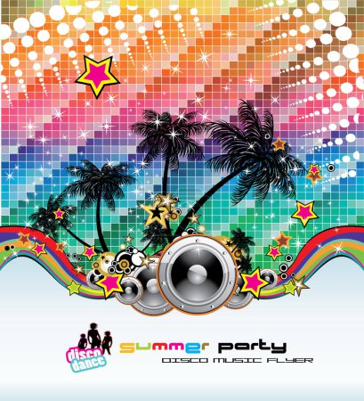 Illustration for Summer party flyer with disco elements and elements - Royalty Free Image