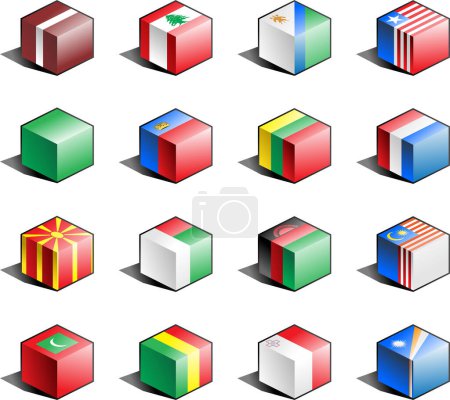 Ilustración de Conjunto de las banderas del mundo nacional conjunto de cajas - Imagen libre de derechos