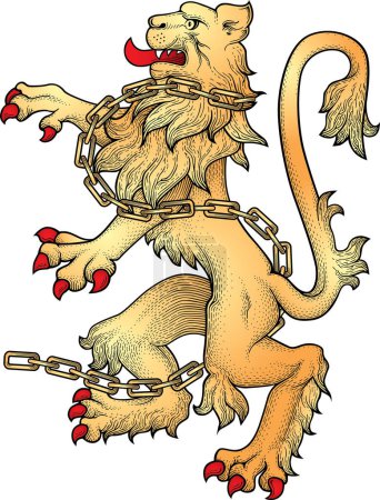 Téléchargez les illustrations : Lion avec des chaînes. illustration vectorielle. - en licence libre de droit