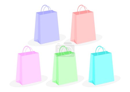 Ilustración de Bolsas de compras de papel colorido conjunto. ilustración vectorial. - Imagen libre de derechos