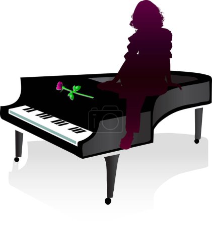 Téléchargez les illustrations : Illustration de la fille au piano - en licence libre de droit