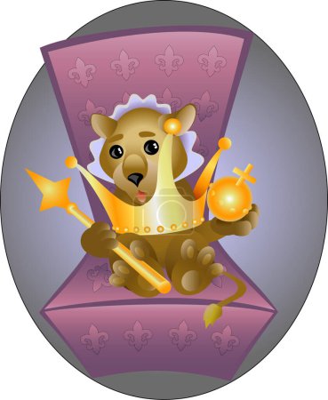 Ilustración de León con corona dorada. ilustración vectorial - Imagen libre de derechos