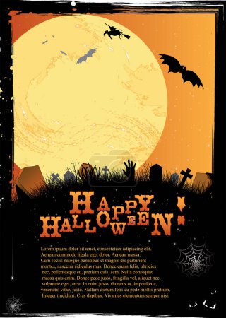 Téléchargez les illustrations : Invitation Halloween ou carte au design orange - en licence libre de droit