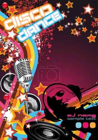 Illustration for Vector disco dance poster design template - Royalty Free Image