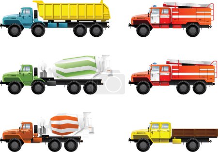 Téléchargez les illustrations : Ensemble de camions différents - en licence libre de droit