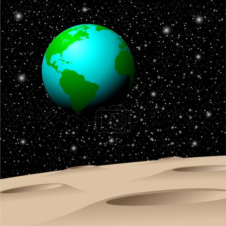 Ilustración de Vista de la tierra desde la luna - Imagen libre de derechos