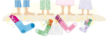 Illustration for Vector illustration of cute cartoon children with colorful socks - Royalty Free Image