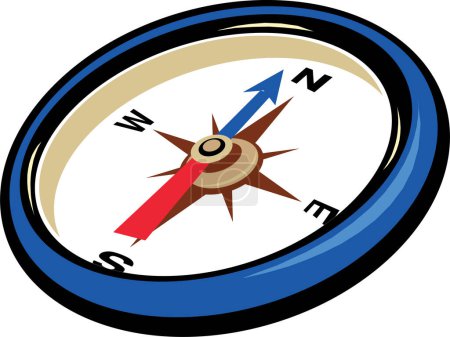 Illustration for Compass with arrow on white background. - Royalty Free Image