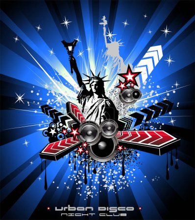 Téléchargez les illustrations : American Discoteque Event Arrière-plan pour Flyers Disco - en licence libre de droit