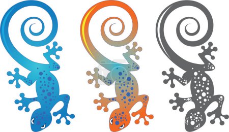Téléchargez les illustrations : Ensemble de caméléons colorés - en licence libre de droit