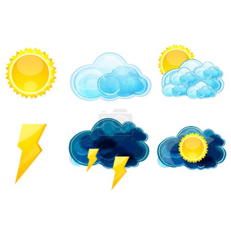 Illustration for Set of weather icons. vector illustration. - Royalty Free Image