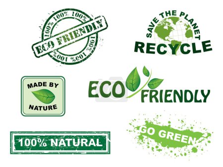 Illustration for Set of eco friendly badges and stickers - Royalty Free Image