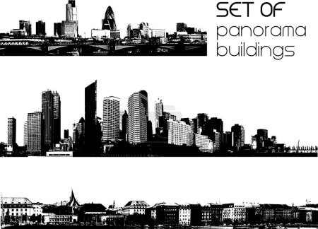 Téléchargez les illustrations : Ensemble de panorama ville skyline - en licence libre de droit