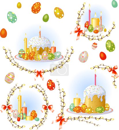 Téléchargez les illustrations : Ensemble de décorations et cadeaux de Pâques - en licence libre de droit