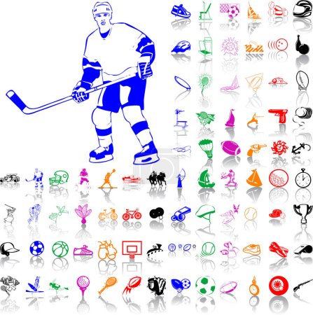 Illustration for Set of ice hockey icons. vector illustration - Royalty Free Image