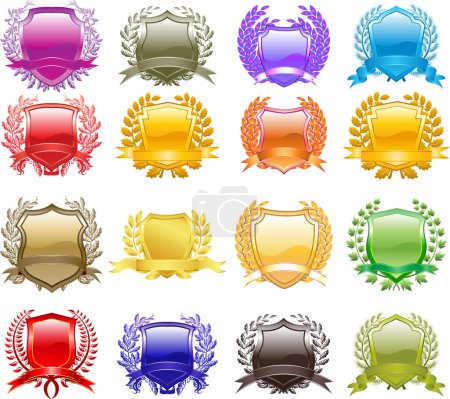 Illustration for Collection of various badges with ribbons - Royalty Free Image