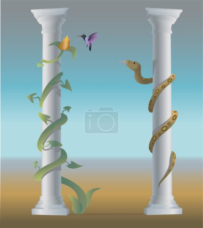 Illustration for A set of snake and a snake. - Royalty Free Image