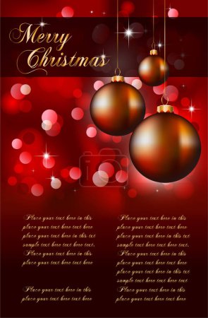 Illustration for Christmas greeting card with balls. holiday invitation card design template - Royalty Free Image