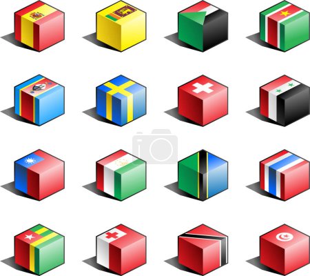 Illustration for Flags with the world, 3 d icons isolated on white background. - Royalty Free Image