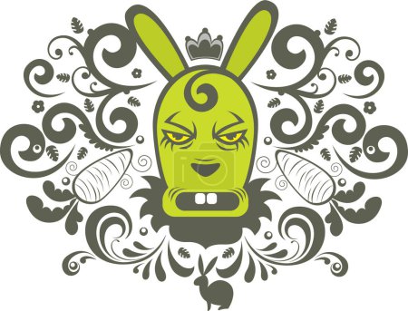 Illustration for Angry rabbit with a carrots. vector illustration. - Royalty Free Image