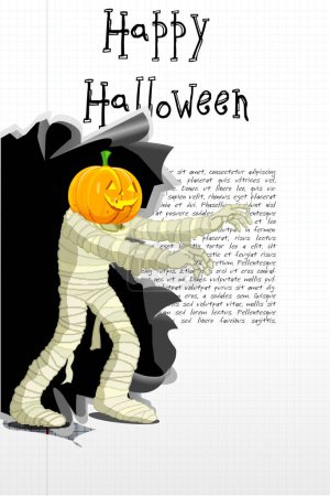 Téléchargez les illustrations : Fond heureux halloween avec citrouille et zombie - en licence libre de droit