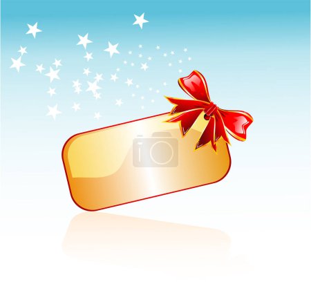 Illustration for Christmas label with red bow - Royalty Free Image