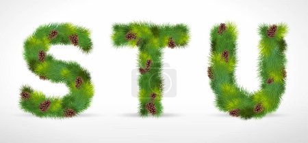Illustration for STU, vector christmas tree font - Royalty Free Image