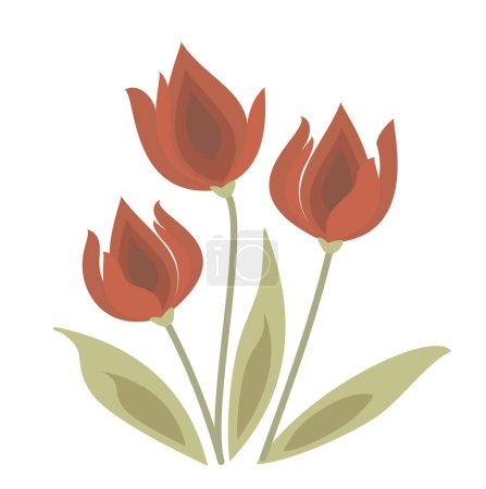 Téléchargez les illustrations : Tulipes rouges fleurs icône - en licence libre de droit