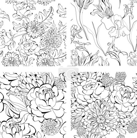 Ilustración de Patrón sin costura con flores, vector - Imagen libre de derechos