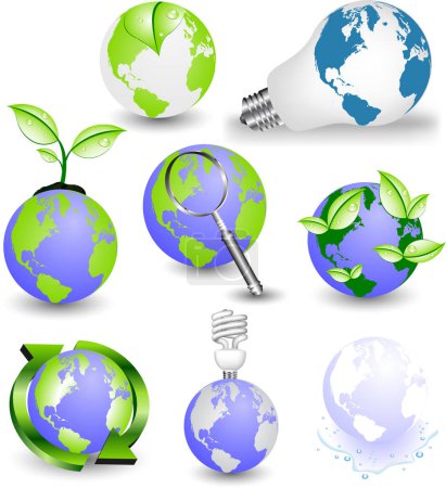 Téléchargez les illustrations : Icônes de vecteur vert eco - en licence libre de droit