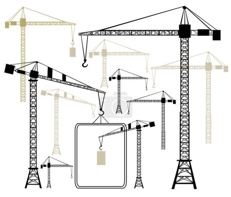 Illustration for Construction site with crane and construction cranes vector illustration - Royalty Free Image