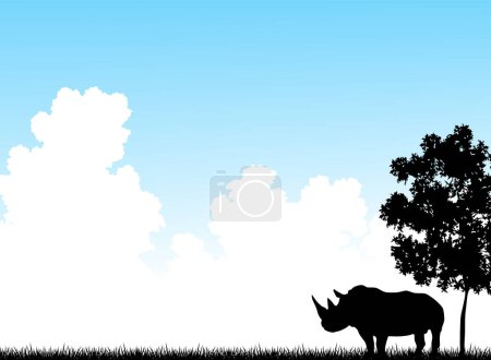 Ilustración de Rinoceronte en el campo ilustración - Imagen libre de derechos