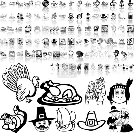 Ilustración de Acción de gracias y garabatos de dibujos animados tradicionales - Imagen libre de derechos
