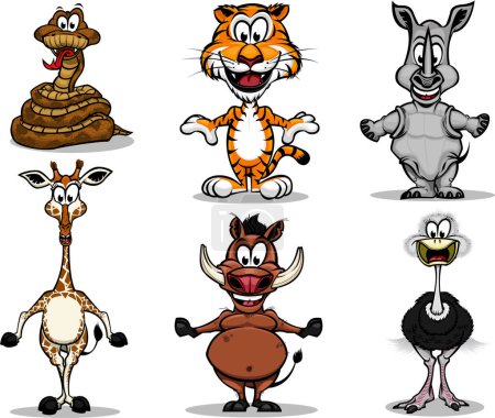 Illustration for Cartoon animal collection. vector set. - Royalty Free Image