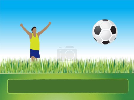 Ilustración de Jugador de fútbol en el campo de fútbol con fondo de estadio - Imagen libre de derechos