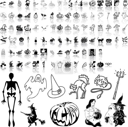 Ilustración de Vector conjunto de personas y el icono de Halloween - Imagen libre de derechos