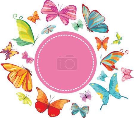 Ilustración de Fondo vector con mariposas, flores, mariposas, mariposas y mariposas. - Imagen libre de derechos