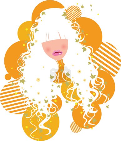 Téléchargez les illustrations : Belle femme aux cheveux bouclés. illustration vectorielle - en licence libre de droit
