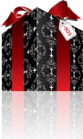 Ilustración de Tarjeta de regalo de Navidad con lazo rojo, ilustración vectorial - Imagen libre de derechos