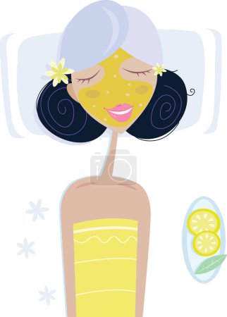 Illustration for Woman with lemon and hair vector illustration - Royalty Free Image