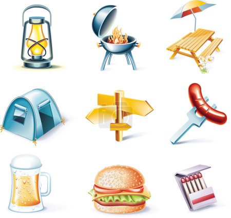 Illustration for Set of different camping icons - Royalty Free Image