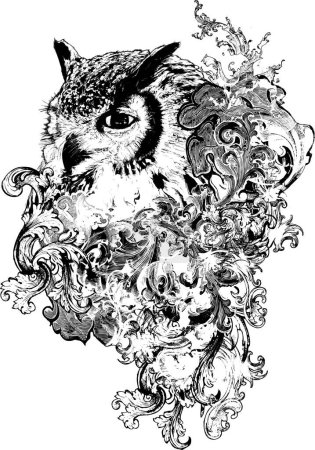 Ilustración de Ilustración abstracta de búho sobre fondo blanco - Imagen libre de derechos