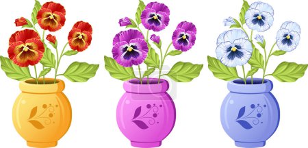 Téléchargez les illustrations : Ensemble de fleurs avec pots - en licence libre de droit
