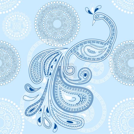 Ilustración de Patrón paisley azul y blanco - Imagen libre de derechos