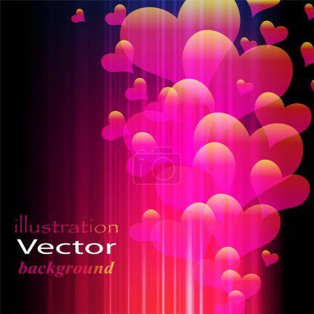Illustration for Abstract background with pink hearts and text elements. vector - Royalty Free Image