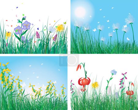 Illustration for Four seasons banners. vector illustration - Royalty Free Image