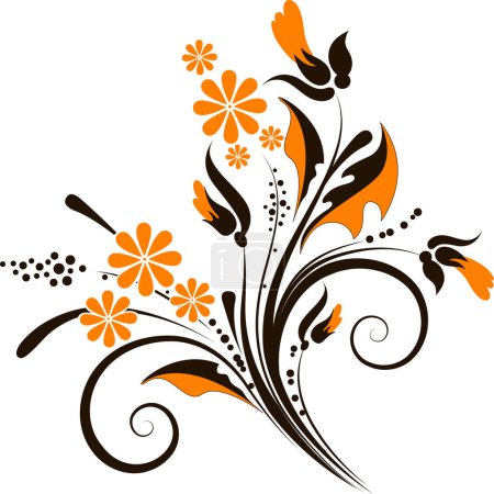 Ilustración de Fondo floral con flores y hojas - Imagen libre de derechos