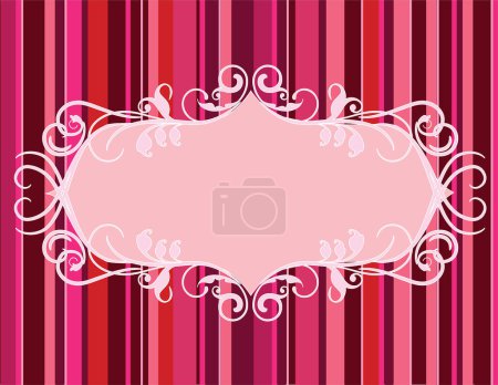 Illustration for Pink background with ribbon and striped pattern, vector illustration - Royalty Free Image